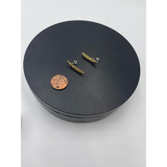 J. Crew Gold Tone Leaf Stud Golden Leaf Crawler Gold Tone Minimal Earrings - Picture 3 of 14